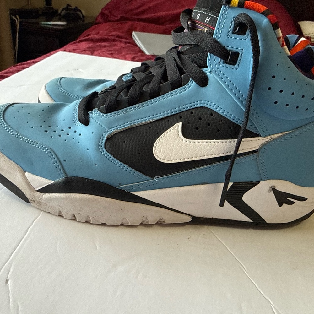 NIKE Air Flight Lite Mid Basketball Shoes University Blue White Black size 8.5 - Picture 4 of 5